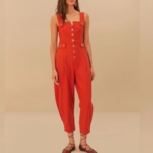 FARM Rio Vibrant Red Buttoned Jumpsuit